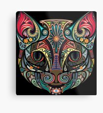 Lienzo metálico gato mandala
