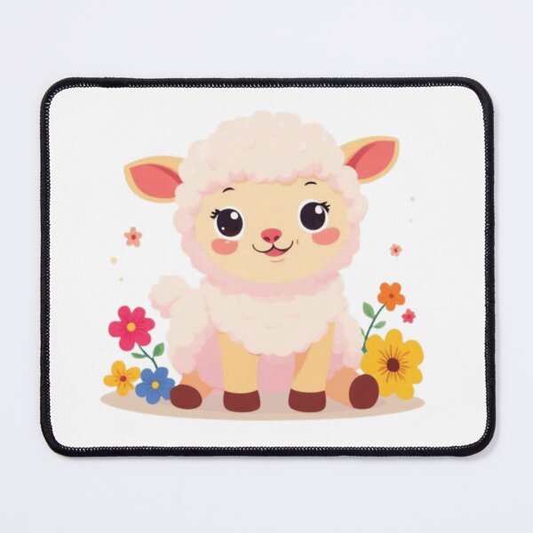 Item preview, Cute Baby Lamb with Flowers Illustration designed and sold by Orayah-Kids.