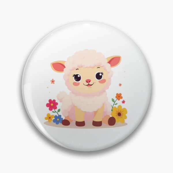 Item preview, Cute Baby Lamb with Flowers Illustration designed and sold by Orayah-Kids.