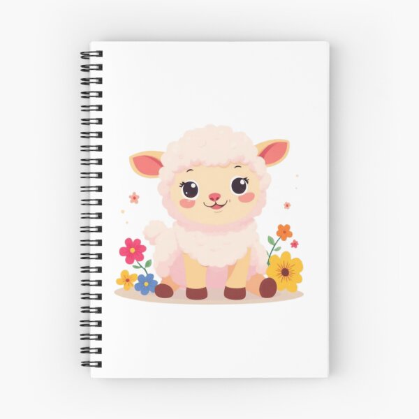 Item preview, Cute Baby Lamb with Flowers Illustration designed and sold by Orayah-Kids.