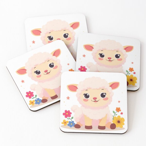 Item preview, Cute Baby Lamb with Flowers Illustration designed and sold by Orayah-Kids.
