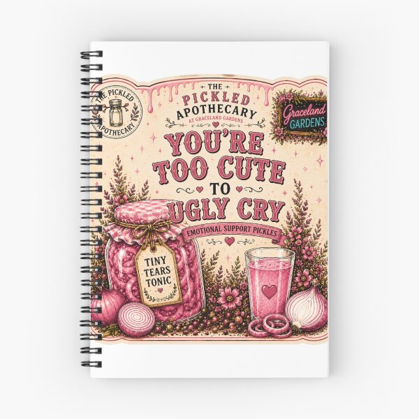 Item preview, You're Too Cute to Ugly Cry  - Pink Pickled Onions Label- Emotional Support Pickles Funny Vintage Pickle Sticker designed and sold by Imagine Ink Design Studio.