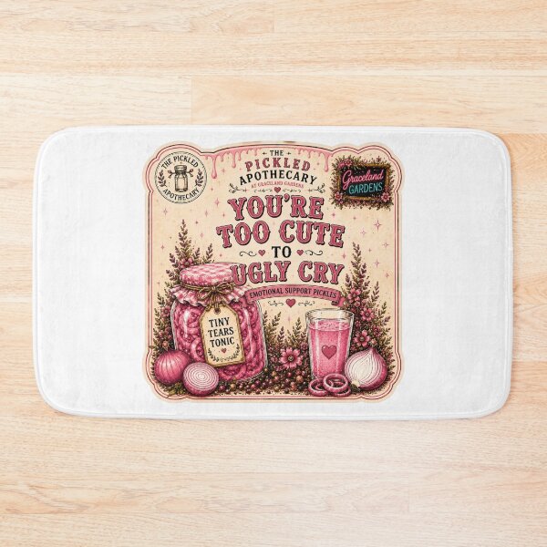 Item preview, You're Too Cute to Ugly Cry  - Pink Pickled Onions Label- Emotional Support Pickles Funny Vintage Pickle Sticker designed and sold by Imagine Ink Design Studio.