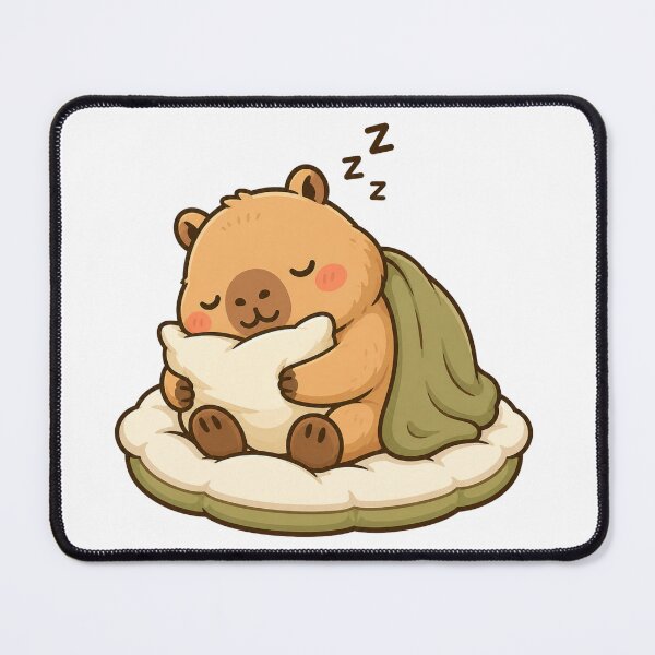 Item preview, Cute Sleeping Capybara Illustration | Cozy Kawaii Animal Design designed and sold by BRAMOVO ⭐⭐⭐.
