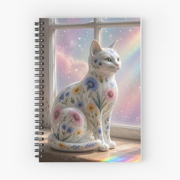 Item preview, Delicate Ceramic Cat Painted with Wildflowers  designed and sold by TinCatOutPost.