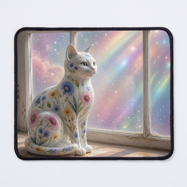 Item preview, Delicate Ceramic Cat Painted with Wildflowers  designed and sold by TinCatOutPost.