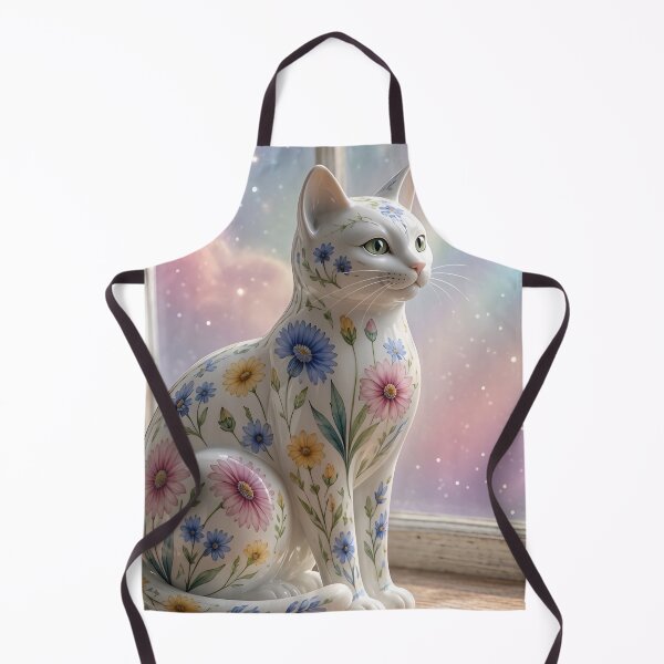 Item preview, Delicate Ceramic Cat Painted with Wildflowers designed and sold by TinCatOutPost.