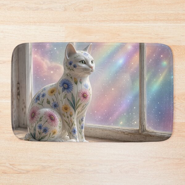 Item preview, Delicate Ceramic Cat Painted with Wildflowers  designed and sold by TinCatOutPost.