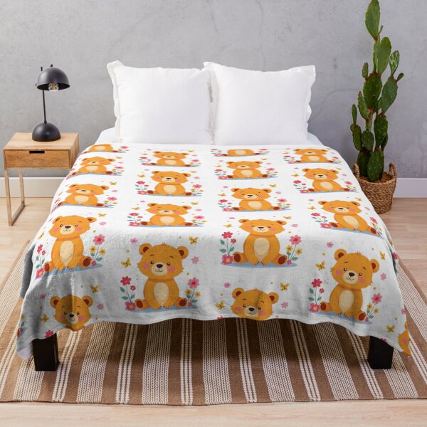 Item preview, Cute Teddy Bear with Butterflies and Flowers designed and sold by Orayah-Kids.
