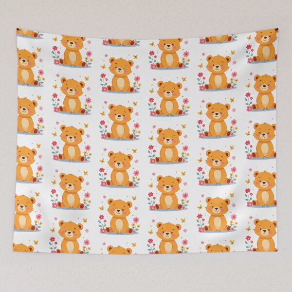 Item preview, Cute Teddy Bear with Butterflies and Flowers designed and sold by Orayah-Kids.