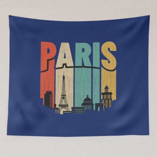 Item preview, Paris France Vintage Retro Skyline Eiffel Tower Travel Art designed and sold by GlowAura7.