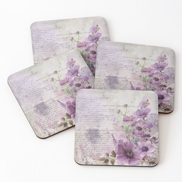 Item preview, Purple Flowers and Vintage Handwritten Letters Collage designed and sold by Whimsical Wayfarer.