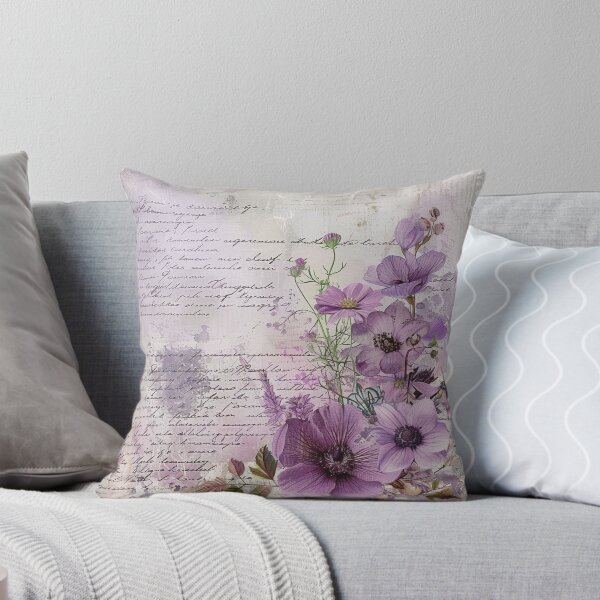 Item preview, Purple Flowers and Vintage Handwritten Letters Collage designed and sold by Whimsical Wayfarer.
