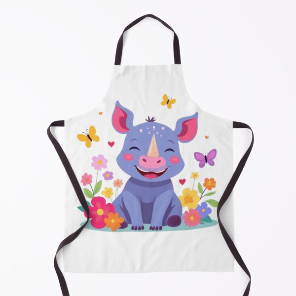 Item preview, Happy Little Rhinoceros with Butterflies and Flowers designed and sold by Orayah-Kids.