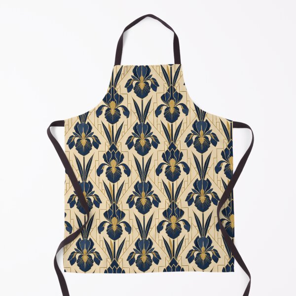 Item preview, Iris Art Deco Gold Navy Seamless Floral Pattern designed and sold by Inkworksbyshery.