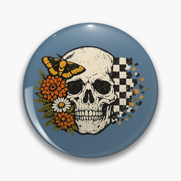 Item preview, Grunge Skull Botanical for Dark Art Fans designed and sold by POD DYNASTY | Original Print On Demand T-Shirt Graphics.