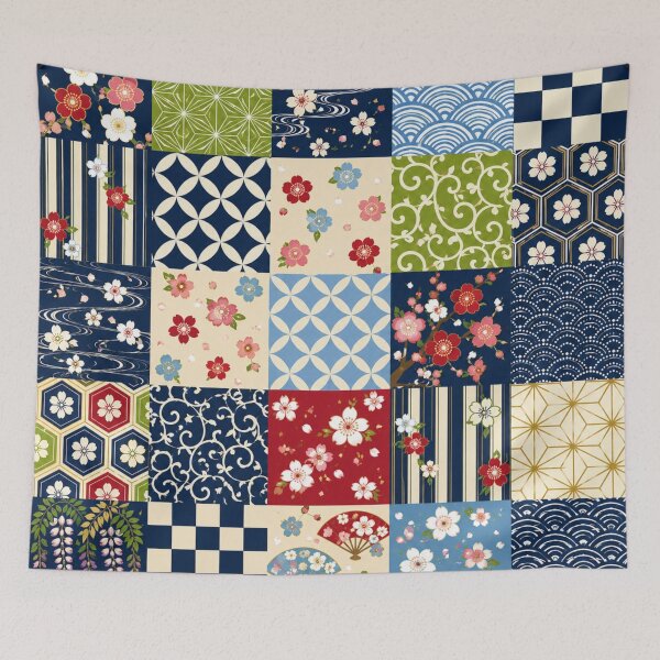 Item preview, Japanese Sakura Patchwork Pattern designed and sold by lbl-shop.