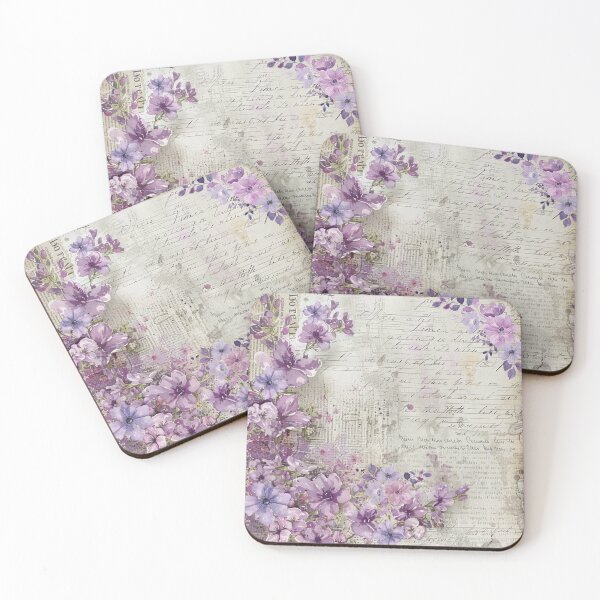 Item preview, Purple Floral Border with Vintage Letters and Newspaper Collage designed and sold by Whimsical Wayfarer.