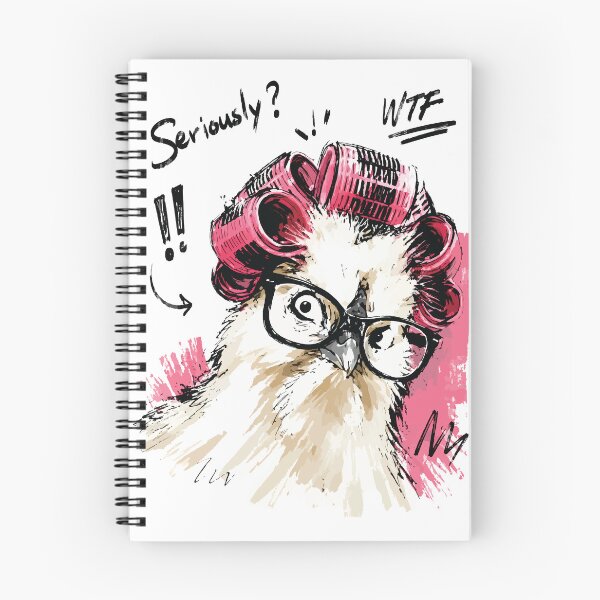 Item preview, Seriously? Funny Chicken with Hair Curlers & Glasses – Hand-Drawn Art designed and sold by RamyGallery.