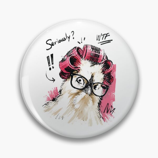 Item preview, Seriously? Funny Chicken with Hair Curlers & Glasses – Hand-Drawn Art designed and sold by RamyGallery.