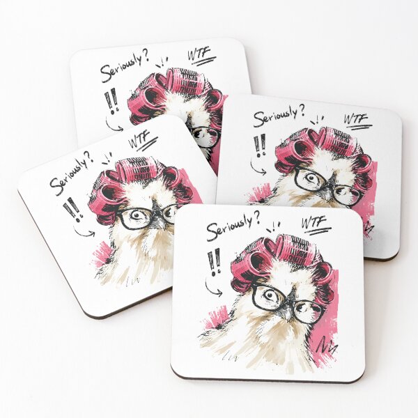 Item preview, Seriously? Funny Chicken with Hair Curlers & Glasses – Hand-Drawn Art designed and sold by RamyGallery.