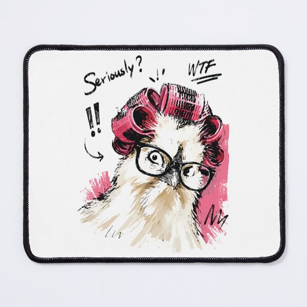 Item preview, Seriously? Funny Chicken with Hair Curlers & Glasses – Hand-Drawn Art designed and sold by RamyGallery.
