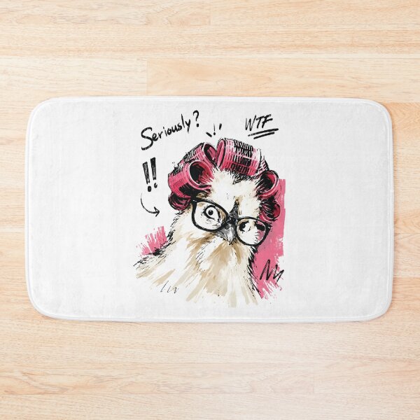 Item preview, Seriously? Funny Chicken with Hair Curlers & Glasses – Hand-Drawn Art designed and sold by RamyGallery.