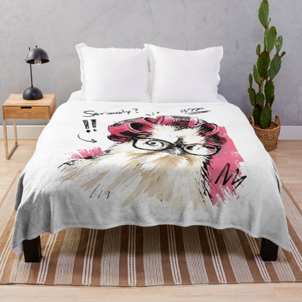 Item preview, Seriously? Funny Chicken with Hair Curlers & Glasses – Hand-Drawn Art designed and sold by RamyGallery.