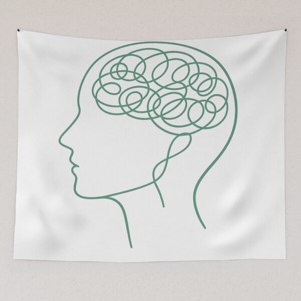 Item preview, Tangled Brain Therapist Mental Health Line Art designed and sold by Rachel's Randoms.