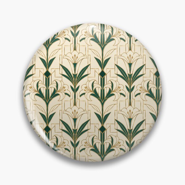 Item preview, Lily Art Deco Emerald Gold Seamless Pattern designed and sold by Inkworksbyshery.
