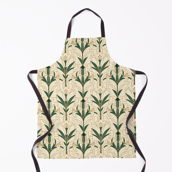 Item preview, Lily Art Deco Emerald Gold Seamless Pattern designed and sold by Inkworksbyshery.