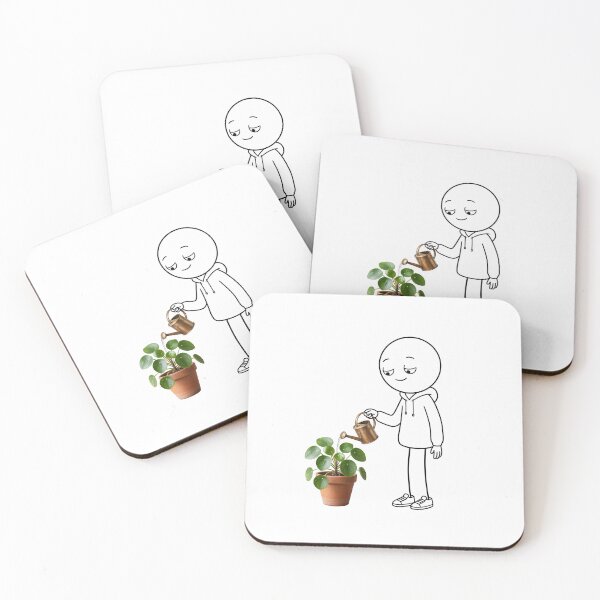 Item preview, Minimalist Line Character Watering a Plant - Cute Gardening Wall Art designed and sold by LineVerseShop.