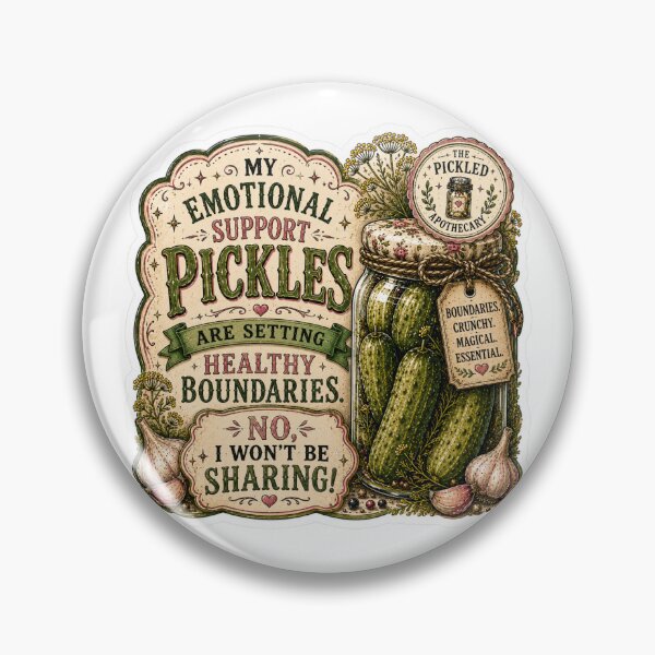 Item preview, My Emotional Support Pickles are Setting Healthy Boundaries. No I Won't Be Sharing! Funny Vintage Pickle Sticker designed and sold by Imagine Ink Design Studio.
