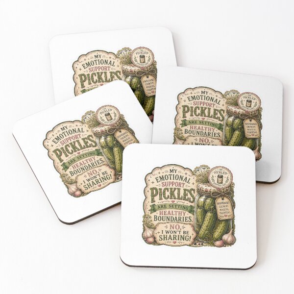 Item preview, My Emotional Support Pickles are Setting Healthy Boundaries. No I Won't Be Sharing! Funny Vintage Pickle Sticker designed and sold by Imagine Ink Design Studio.