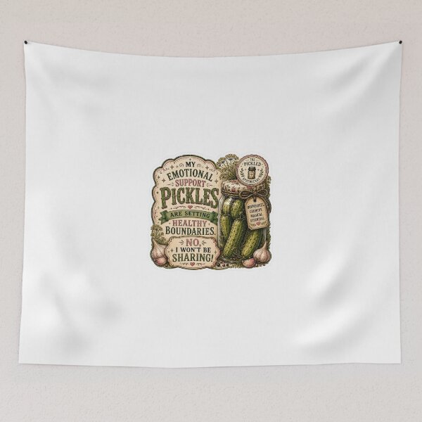 Item preview, My Emotional Support Pickles are Setting Healthy Boundaries. No I Won't Be Sharing! Funny Vintage Pickle Sticker designed and sold by Imagine Ink Design Studio.