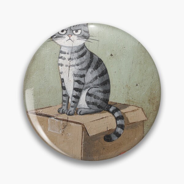 Item preview, Grey Tabby Ignoring the Expensive New Toy Folk Art designed and sold by PictorialWhimsy.