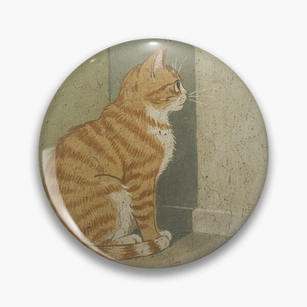Item preview, Ginger Cat Staring at the Blank Wall at Midnight Folk Art designed and sold by PictorialWhimsy.