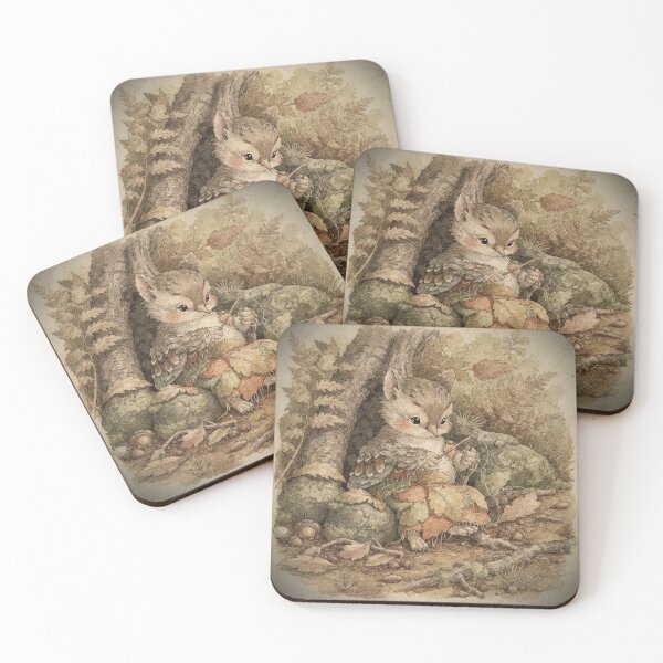 Item preview, Wren Sprite Stitching a Cloak of Fallen Leaves Storybook Art designed and sold by PictorialWhimsy.