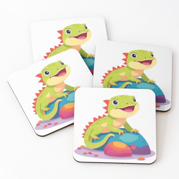 Item preview, Adorable illustration of an iguana on a colorful rock designed and sold by Orayah-Kids.