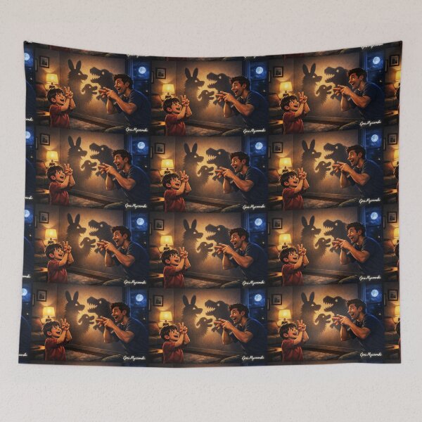 Item preview, Moonlit Shadow Puppets – Father & Son Family Night Art designed and sold by The Art Queen Of Michigan .