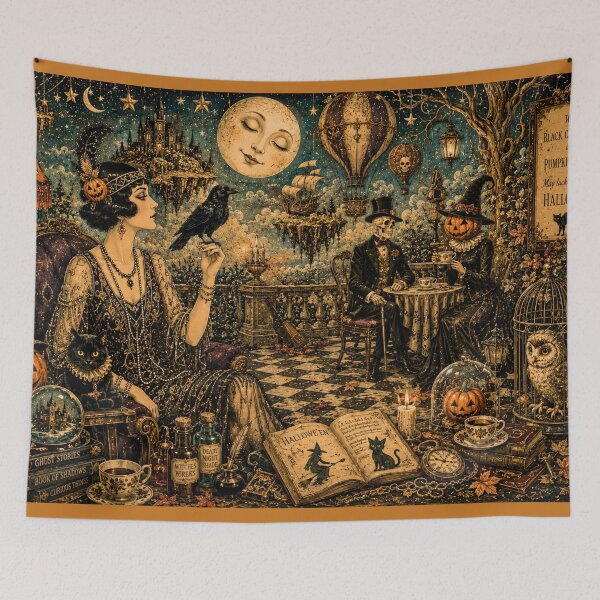 Item preview, Moonlit Halloween Reverie | Art Deco Gothic Fantasy designed and sold by Edenglow Prints & Peculiars.