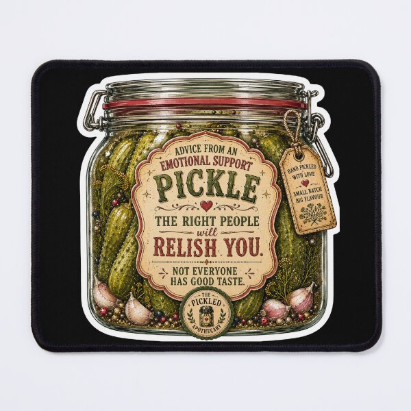 Item preview, Advice From and Emotional Support Pickle - The Right People Relish You. Not Everyone Has Good Taste. | Funny Vintage Pickle Sticker designed and sold by Imagine Ink Design Studio.