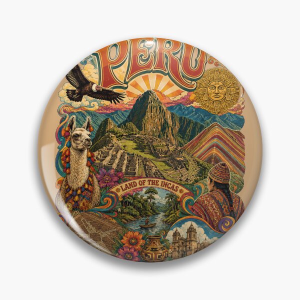 Item preview, Peru Land of the Incas Vintage Travel Poster designed and sold by Skyrocketz.
