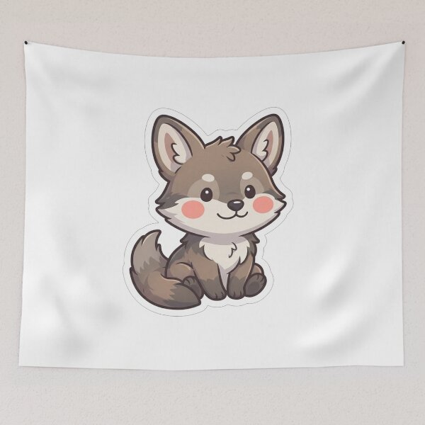 Item preview, Cute Little Wolf Cub Kawaii Animal designed and sold by Owcomm.