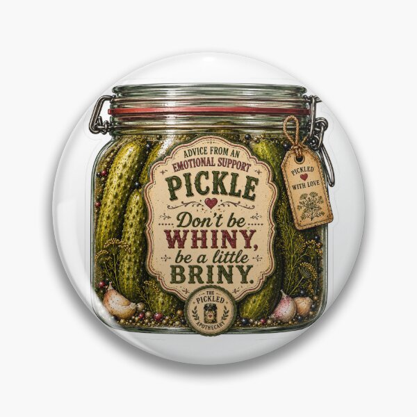 Item preview, Advice From an Emotional Support Pickle - Don't be Whiny, be a Little Briny | Funny Vintage Pickle Sticker designed and sold by Imagine Ink Design Studio.
