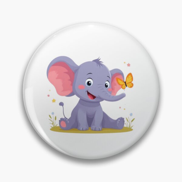 Aperçu de l'œuvre Illustration Adorable Petit Éléphant et Papillon créée et vendue par Orayah-Kids.