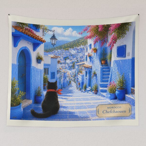 Item preview, Black Cat Journey | Morocco – Chefchaouen designed and sold by lbl-shop.