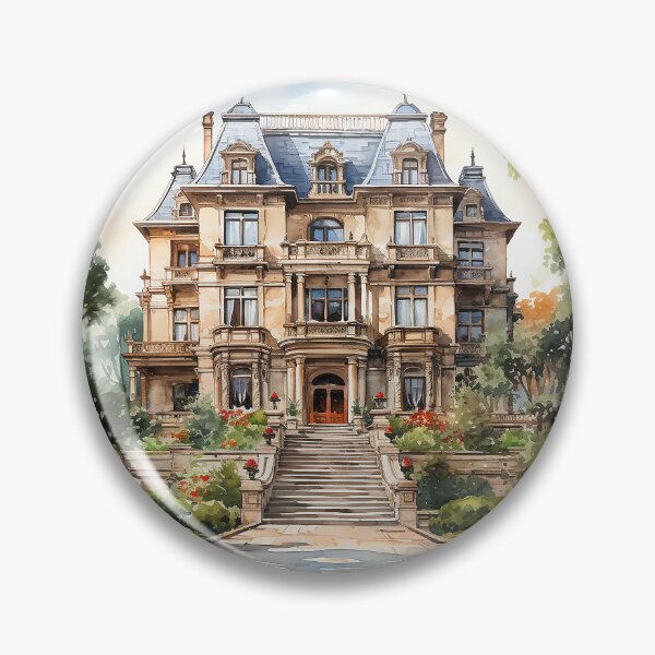 Item preview, Timeless Manor - A Mansion On A Lush Estate - Watercolor Art - Landscape Art designed and sold by CastleBySea.