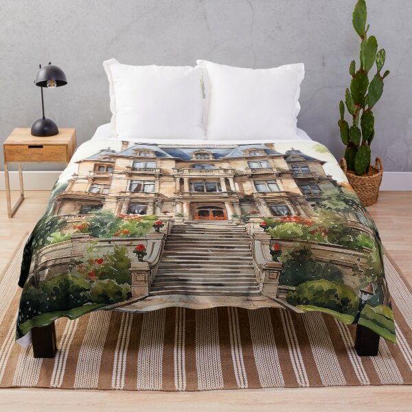 Item preview, Timeless Manor - A Mansion On A Lush Estate - Watercolor Art - Landscape Art designed and sold by CastleBySea.
