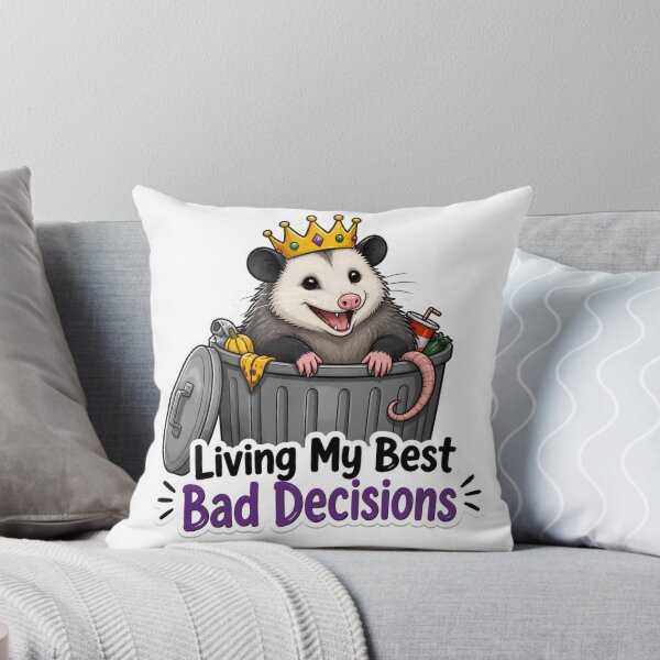 Item preview, Living My Best Bad Decisions Funny Opossum King Trash Panda Humor T-Shirt designed and sold by redblink store.